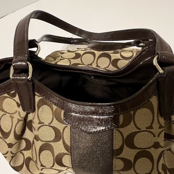 Coach Brown and Tan Monogram Shoulder Bag - Picture 10 of 16